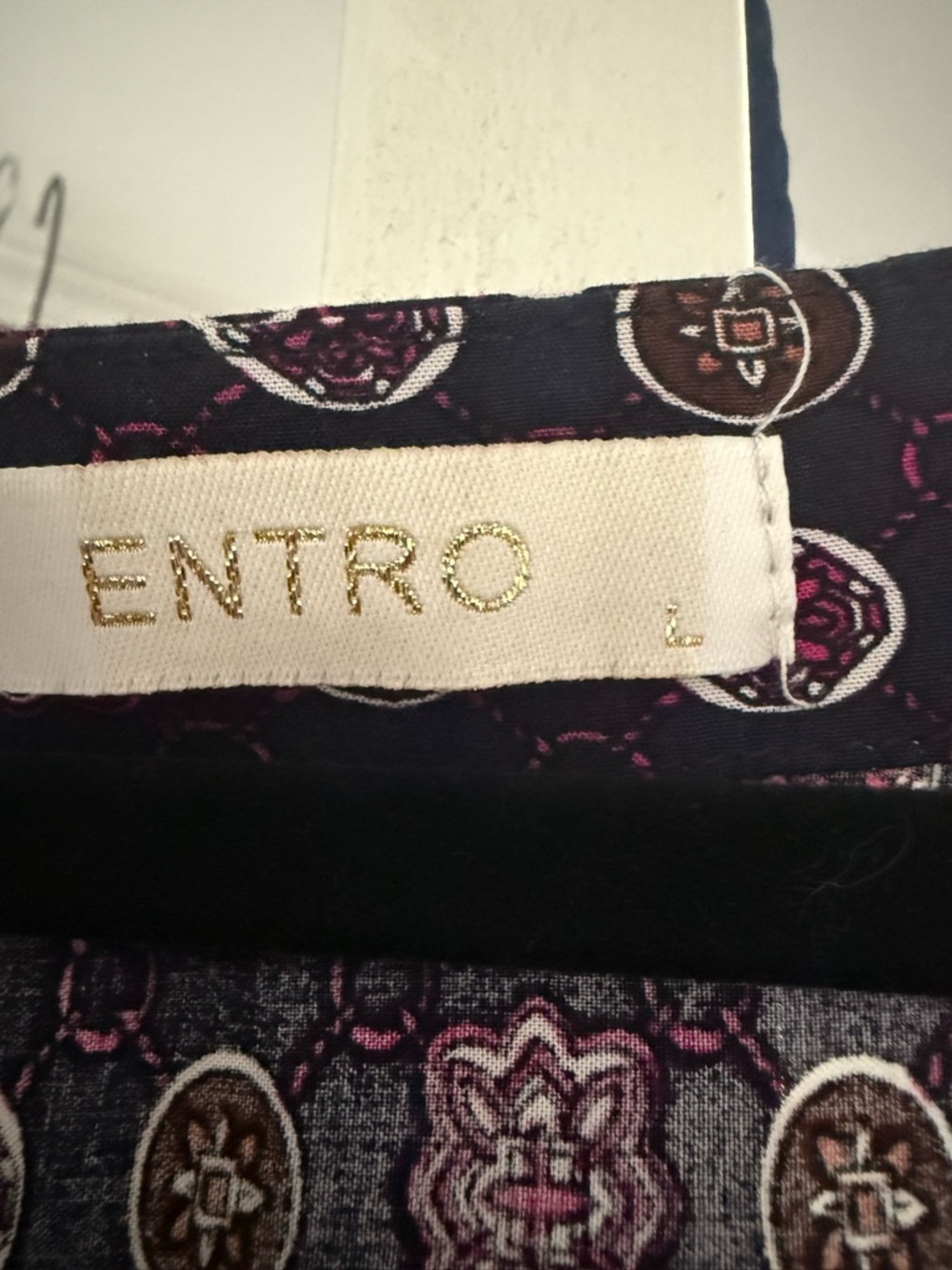 ENTRO Boho Lace-Up Mini Tunic Dress; Navy &pink - Picture 4 of 6